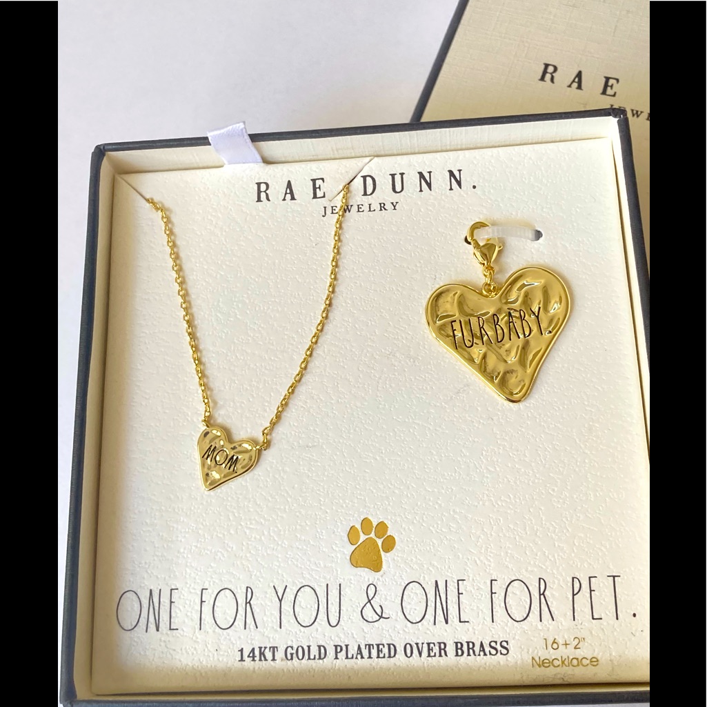 Rae Dunn 14k Gold Plated Womens Necklace And Dog Charm For Collar Nib 65$